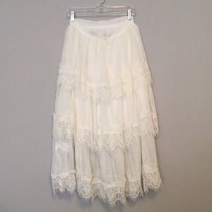 Anthropologie Skirts - Tiered Maxi with Lace Trim. Anthropologie Skirts - Tiered Maxi with Lace Trim.